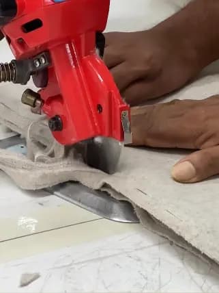 Leather cutting in the Magnus Leathers workshop